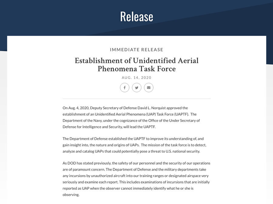 UAP TASK FORCE REPORT – DELAY OR PUBLISH?