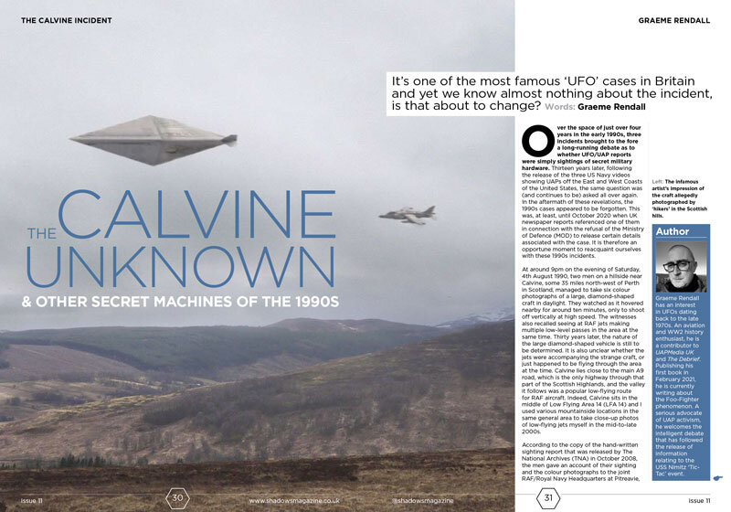 Graeme’s investigation into the 1990 Calvine “incident” from the July issue of online magazine, Shadows Of Your Mind